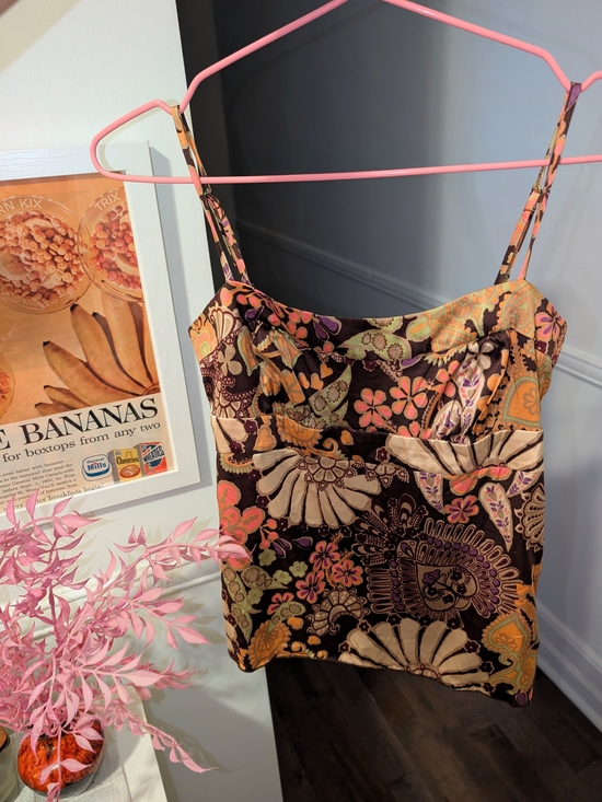 Trina Turk Tops - Trina Turk Floral Paisley Silk Cami in Brown Pink Orange